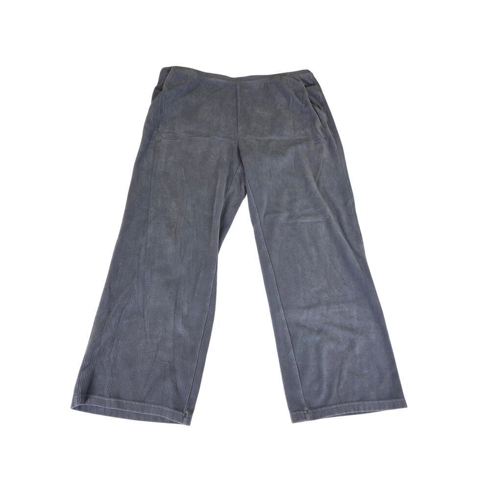 LL BEAN  Women's Ribbed Stretch Pants Pockets XL Petite Gray/Blue